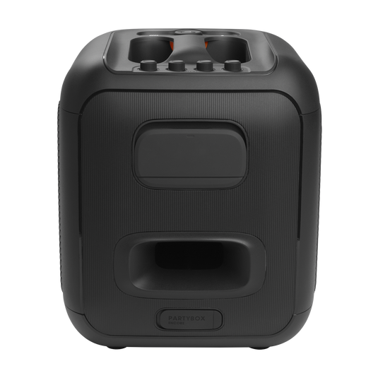 JBL PartyBox Encore - Black - Portable party speaker with 100W powerful sound, built-in dynamic light show, included digital wireless mics, and splash proof design. - Back image number null
